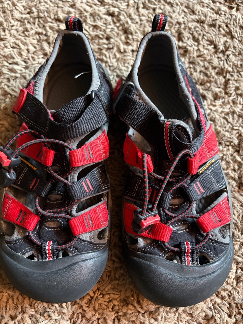 Kids Red and Black Keen Sandals